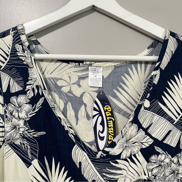 Palmwave Hawaii Sleeveless V-Neck Tropical Print Shift Dress Rayon Cinch Waist - Picture 4 of 13